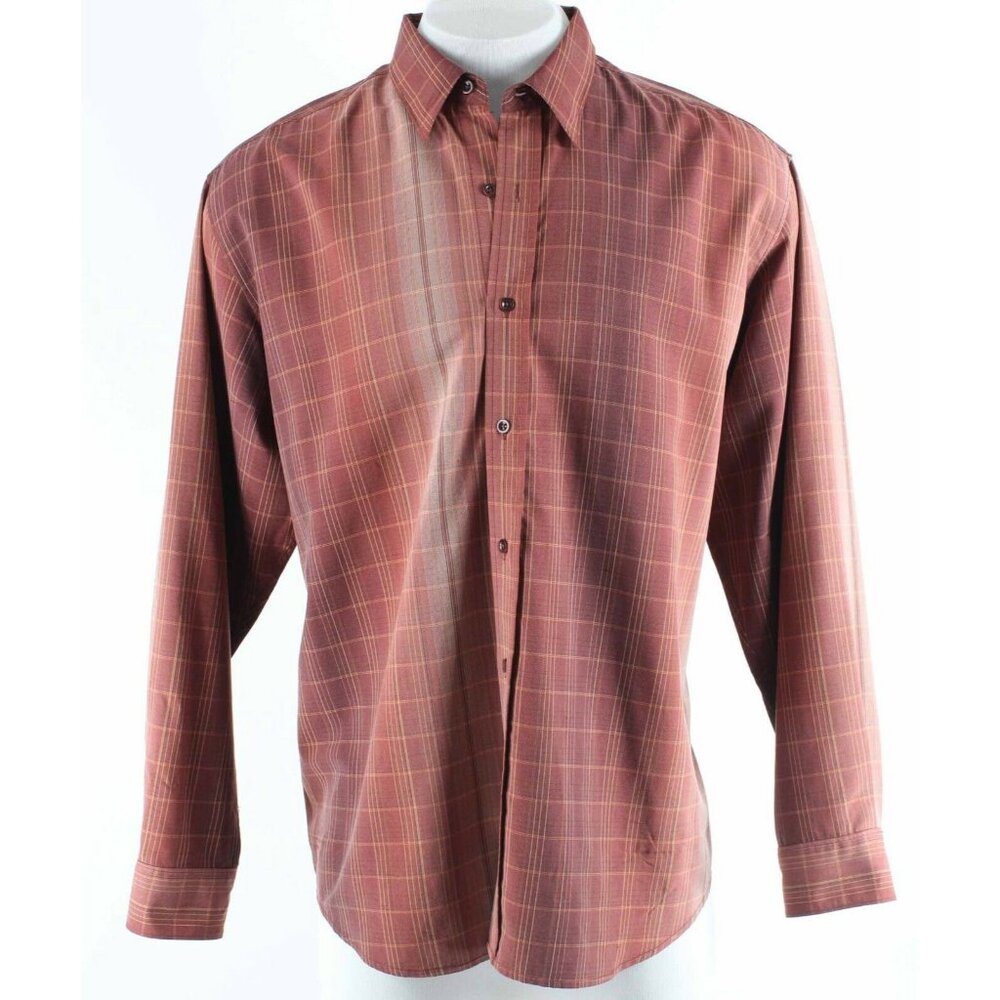 Tommy Bahama Sz XL Rust Plaid Button Front 100% Silk Men's Shirt